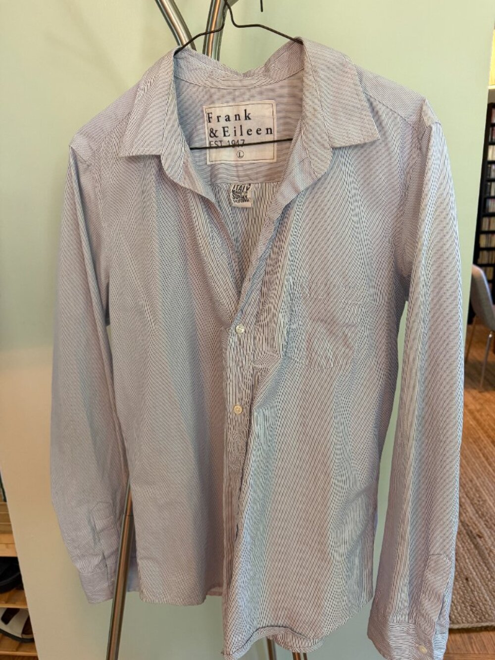 Frank & Eileen Light Blue and White Striped Button-Down Shirt - Barry cut